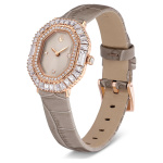 Matrix octagon watch Leather strap, Beige, Rose gold-tone finish